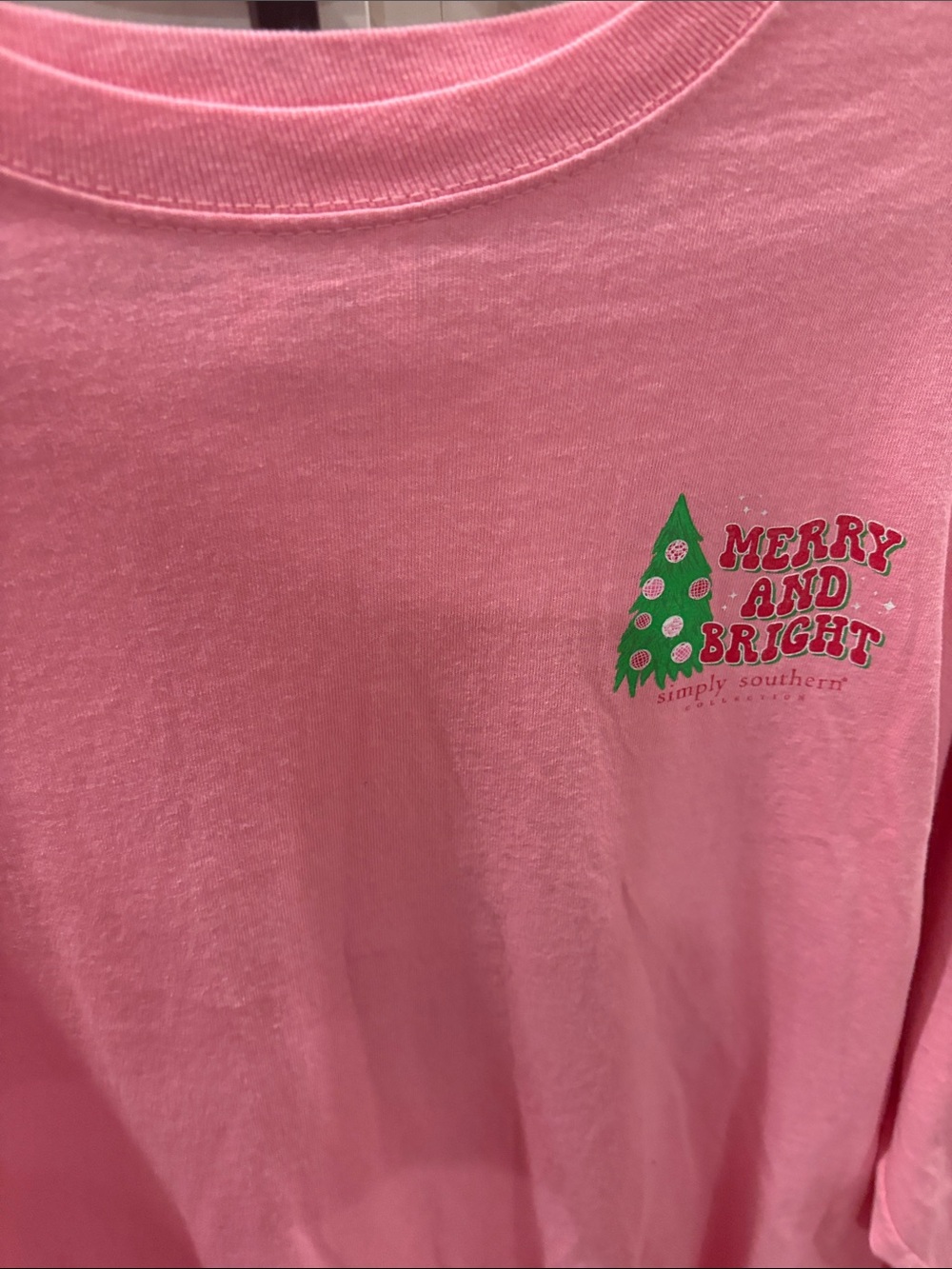 Simply Southern Pink Long-Sleeve 'Oh! Christmas Tree' Tee with Red Truck - Picture 3 of 3